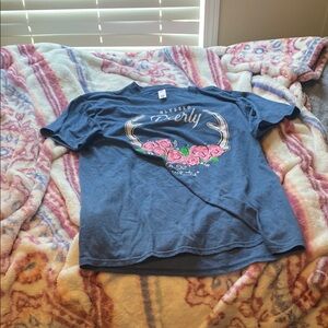 Blue Kids Shirt with Floral Design